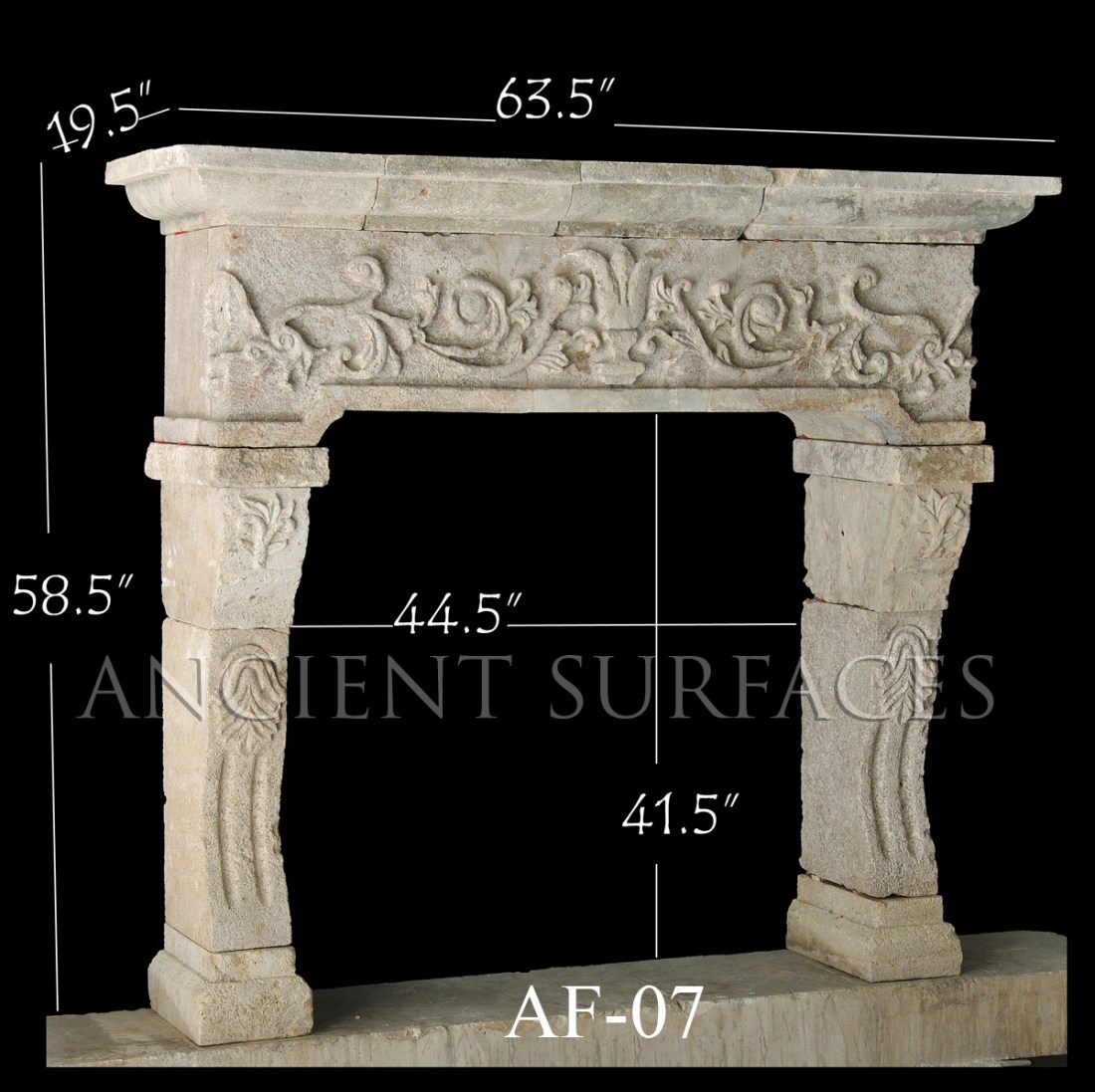 Antique Reclaimed Fireplace with Vegetation and Leafage Carvings