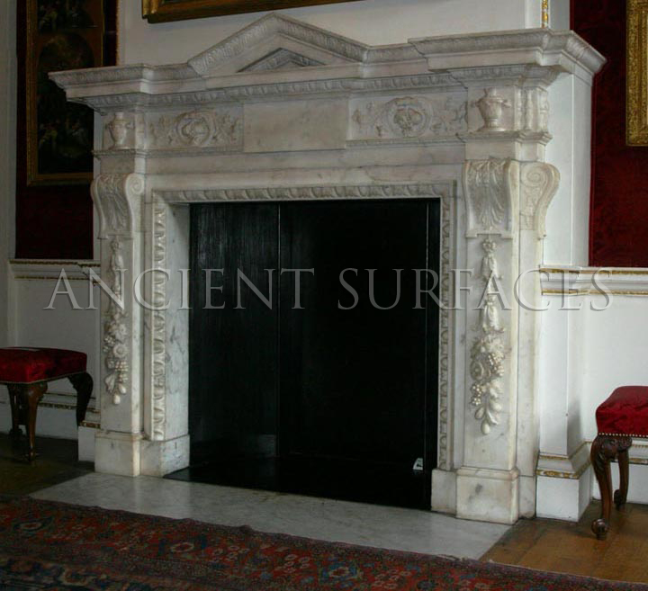Antique reclaimed marble mantle English Victorian in style