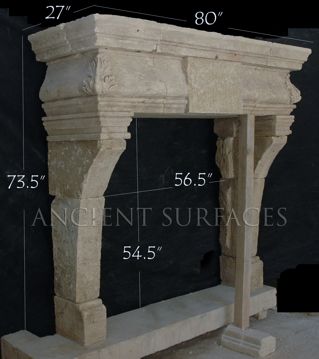 An Anglo-French mixed style antique stone fireplace mantle 