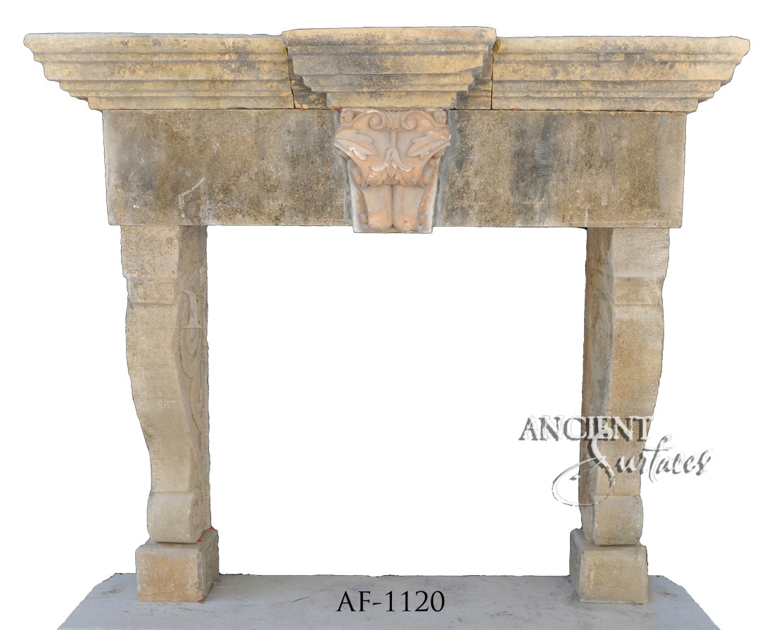 Antique stone fireplace by Ancient Surfaces. Ideas and examples from our upcoming online catalog.   http://www.ancientsurfaces.com/Antique-Fireplaces.html