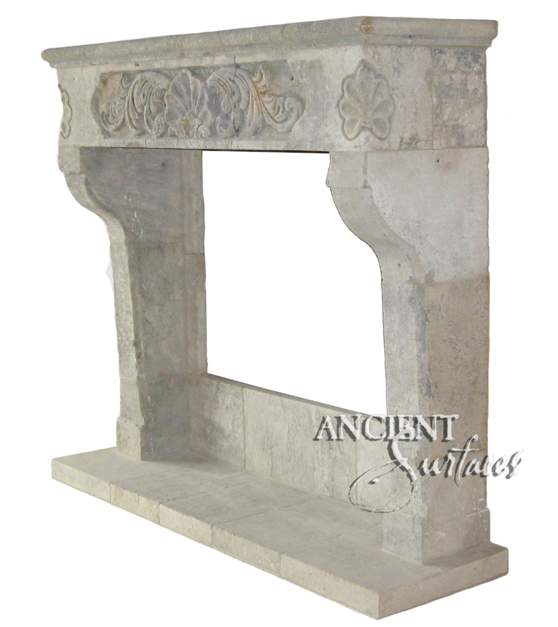 Antique stone fireplace by Ancient Surfaces. Ideas and examples from our upcoming online catalog.   http://www.ancientsurfaces.com/Antique-Fireplaces.html