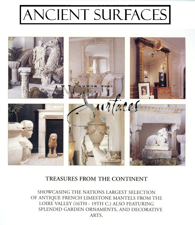 Vignettes of our architectural antique stone elements in our showrooms and yards.