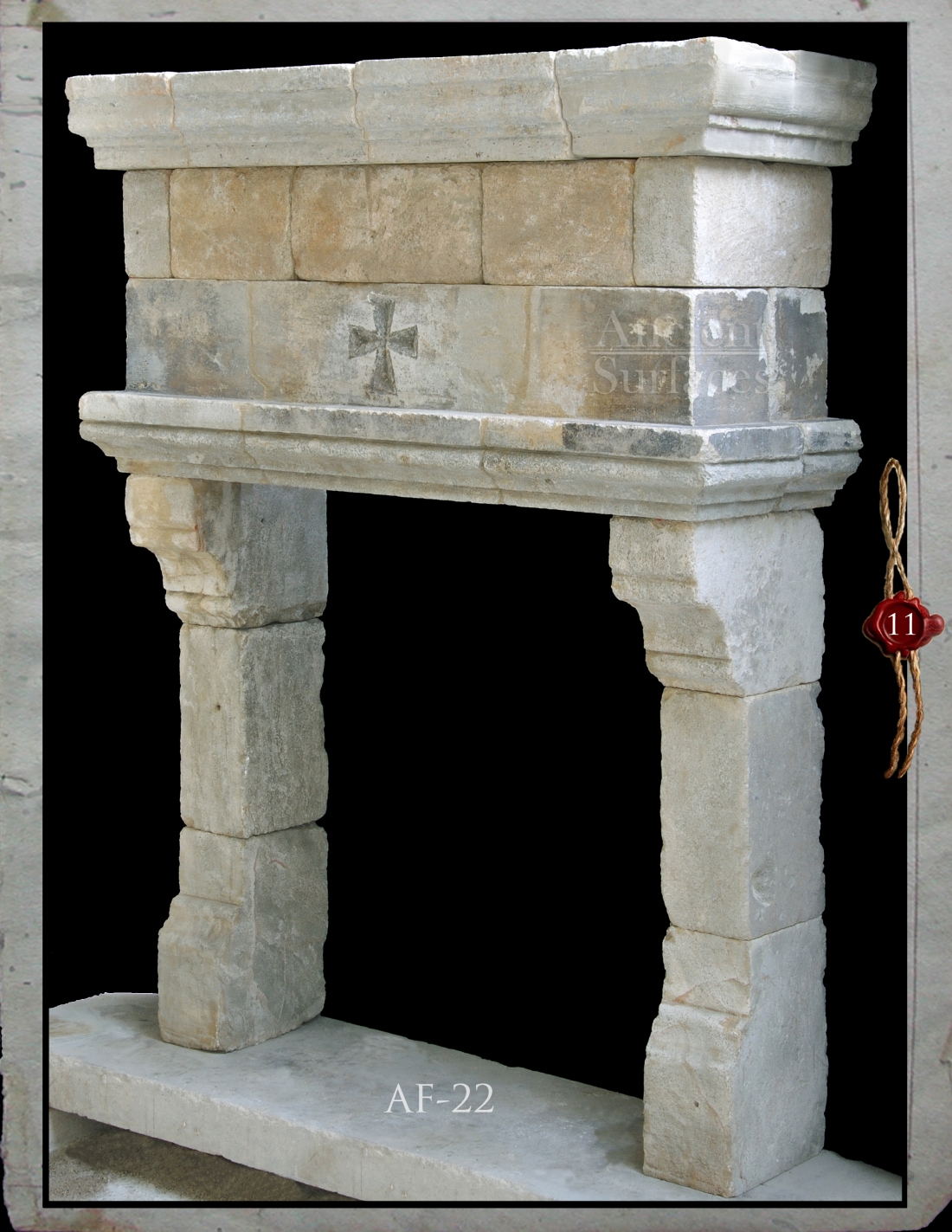 Antique Limestone Fireplace Circa 14th century