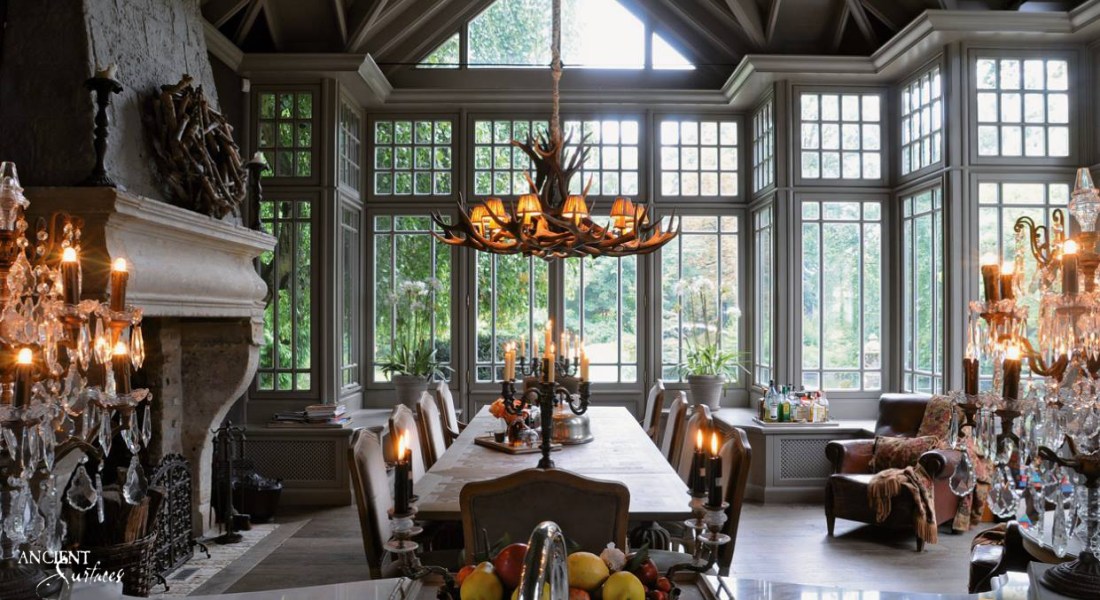 Elegant-old-french-house-with-antique-limestone-fireplace-simple-carved