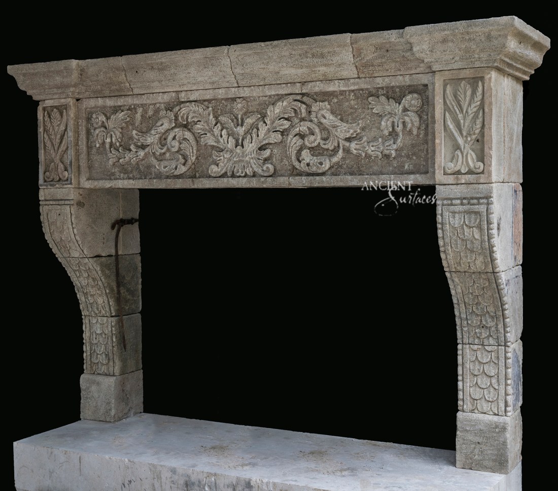antique-stone-fireplace-mantel