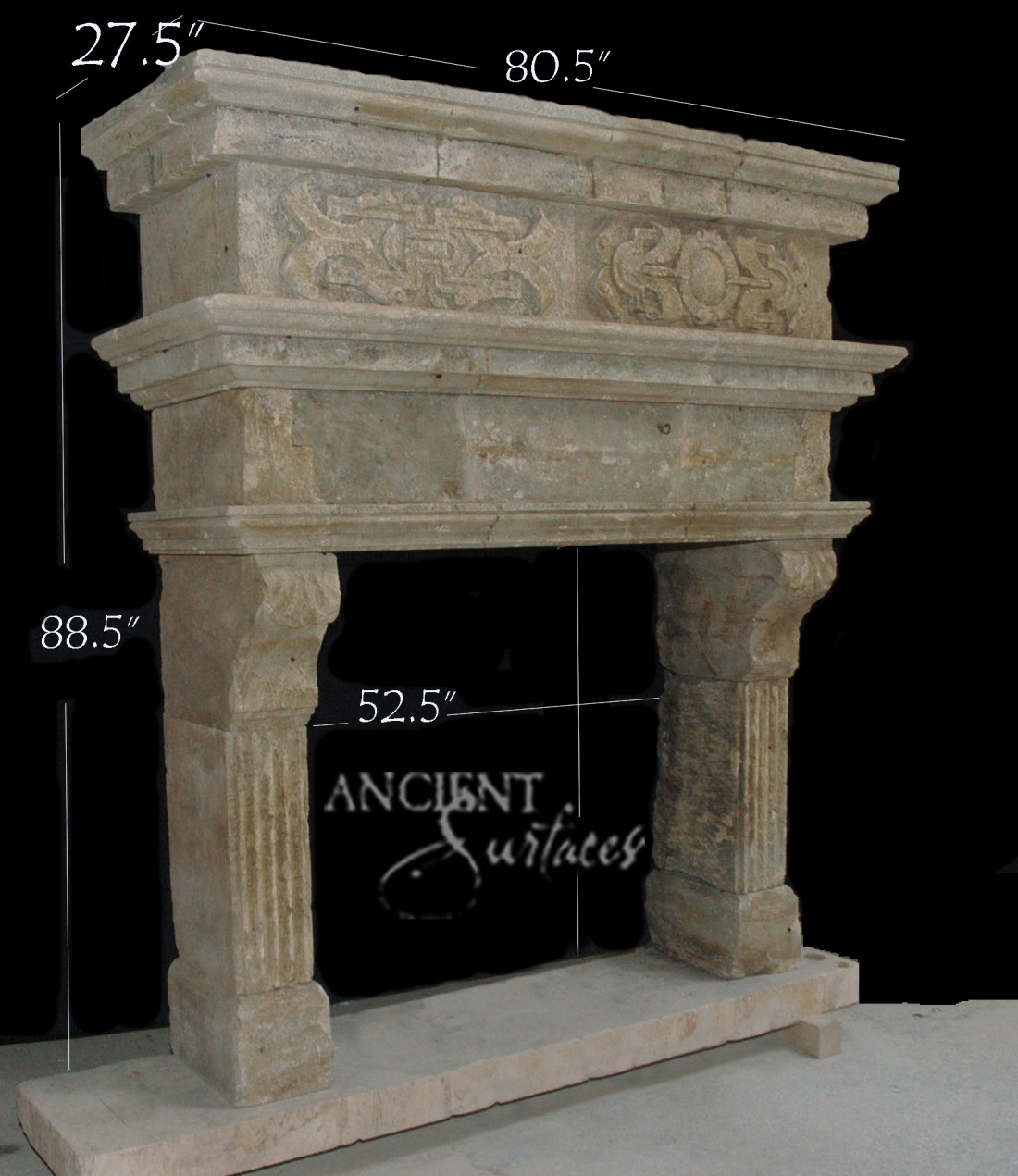 Limestone over mantel fireplace