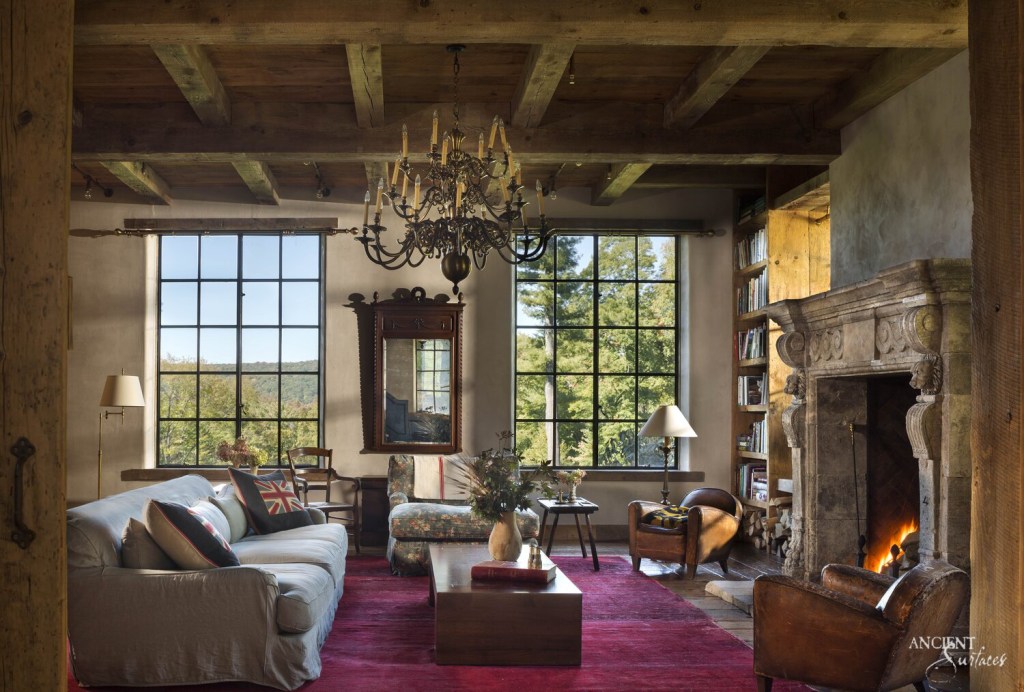 Classic design of an antique limestone fireplace mantle, a masterpiece by Ancient Surfaces
Family Room Mantles 