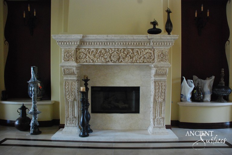Illustration of Textured Stone Mantels For Apartments