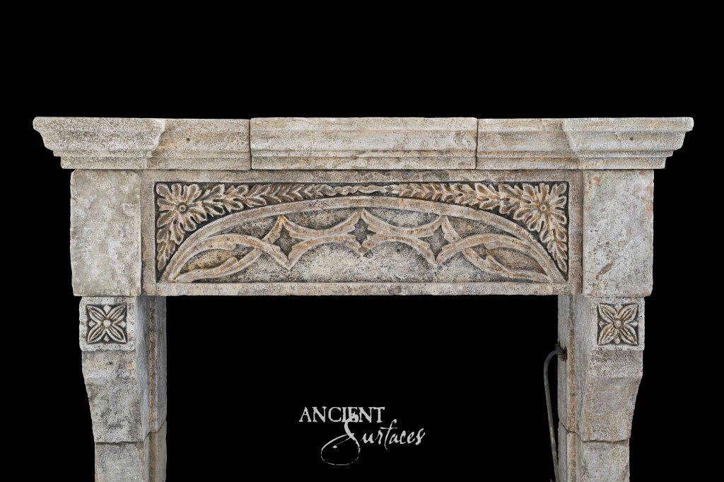 Reclaimed limestone mantel
Ancient Surfaces fireplace
Antique limestone fireplace
Historic stone surround
Old-world fireplace design
Architectural limestone feature
European stone mantel
Hand-carved fireplace mantle
Botanical stone carving
Classic limestone hearth
Timeless reclaimed limestone
Heraldic limestone detailing
Rustic limestone fireplace
Luxury stone interior accent
Antique limestone architectural piece